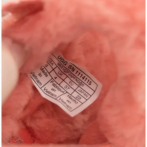 UGG Fluff Oh Yea Coral Bling Sheepskin Fur Slippers Slides Sandals Sz 6 NIB - Picture 8 of 9